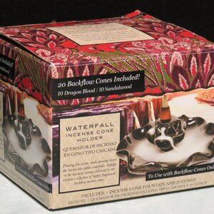 Waterfall Incense Cone Holder 20 Backflow Incense Cones Sandalwood Dragons Blood